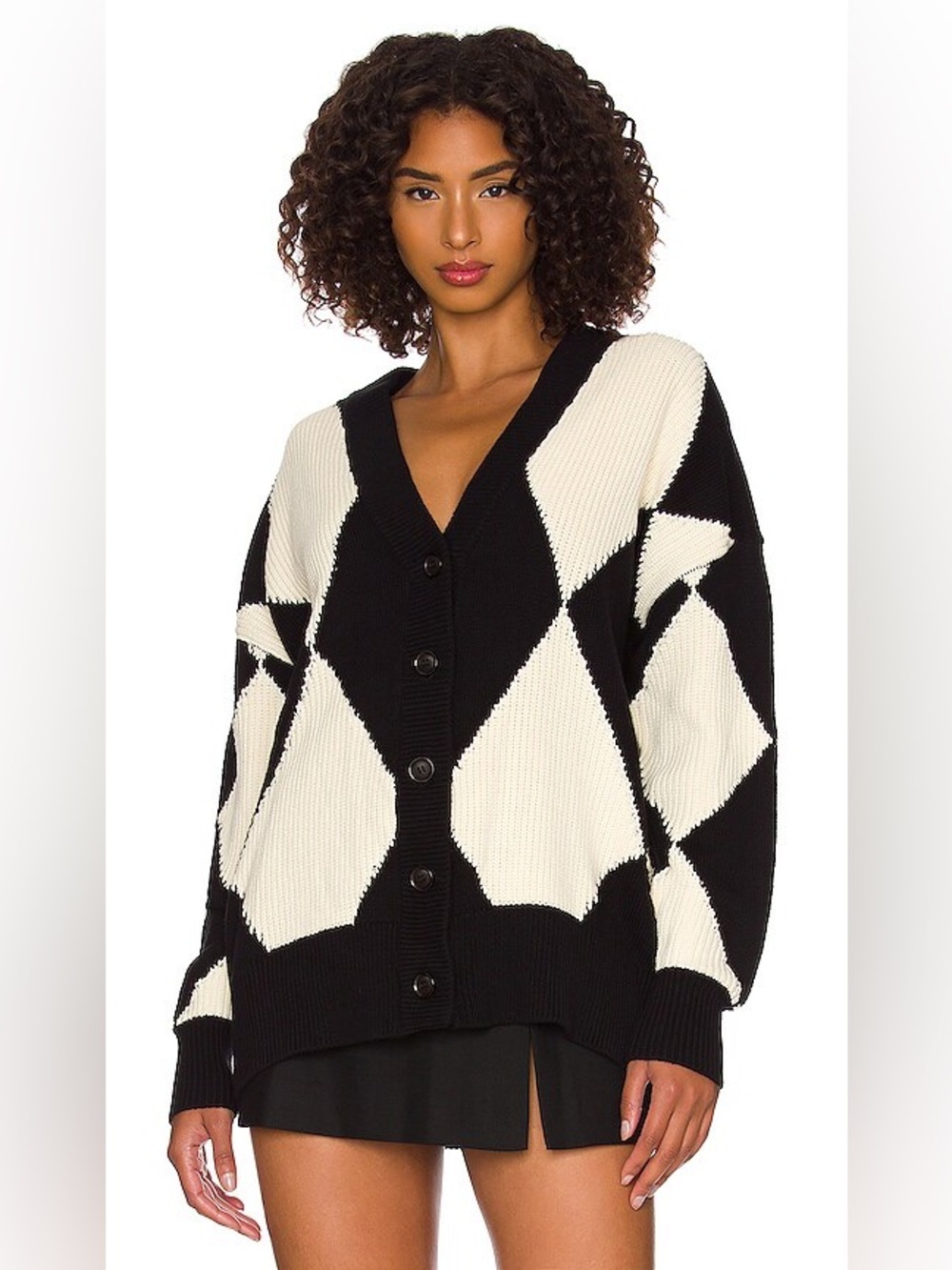 REVOLVE Pistola Evelyn Oversized Cardigan Diamonds Play size S preppy fall 90s